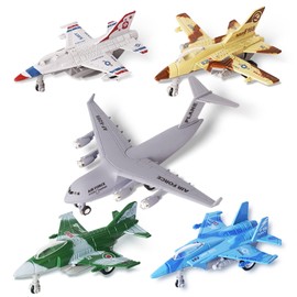 VBACALA 5 Pieces Aeroplane Toy Military Model Plane Metal Aeroplane Toy with Pull BackDiecast Function, Aeroplane Children Children's Day Gifts Boys Girls from 3 Years
