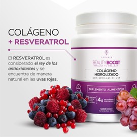 Resveratrol | Colágeno Hidrolizado en Polvo Sabor Coco | Vitamina C | Anti-envejecimiento | Vitamina D3 | Rejuvenecimiento | Fortalecimiento de articulaciones, uñas | Cuidado de la Piel | Cabello Saludable