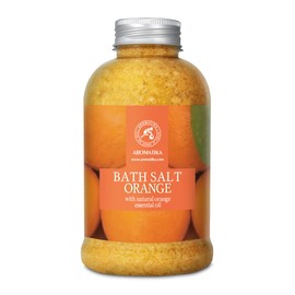 Bath Salt with 100% Natural Essential Orange Oil 600 g - Sea Salt Best for Good Sleep - Stress Relief - Beauty - Bathing - Body Care - Wellness - Beauty - Relaxation - Aromatherapy - Spa