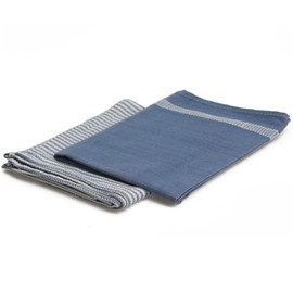 Sterzbachs 100% Cotton Kitchen Towels, 50 x 70 cm, Set of 10, 240 GSM, High-Quality Tea Towels, Dish Towels, Dishcloths, Super Absorbent & Sustainable Nordic Design, Stripes, Plain, Blue