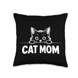 Cute Kitty Minimalistic Design - CAT MOM 1 - Fan Fun Throw Pillow