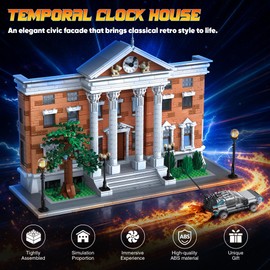HiDectee Future Clock House Building Blocks with Retro Sports Car - 2-in-1 City Architecture Building Set Display & 5-Room Interior Diorama - Creative Home & Office Desk Decor Gift, 1888 Pcs