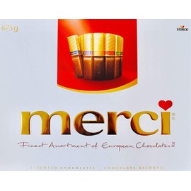 Merci Finest Assortment of European Chocolates. 675grams / 23.8 ounce Value pack. 54 pieces of individually wrapped Fine European Chocolates.