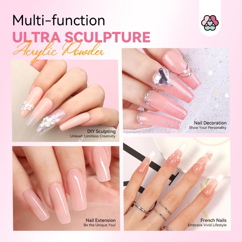 Saviland Polvo Acrílico Rosa 30g, Uñas Acrílicas, Keratina