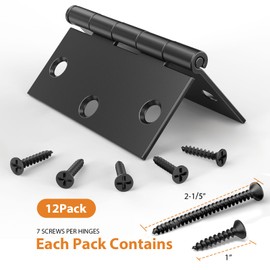 AmzGod Door Hinges Matte Black - 12 Pack Black Door Hinges 3.5 Inch Interior Door Hinges with Square Corner - 3 1/2 Inch Black Hinges for Doors 3.5" Residential Standard Door Hardware