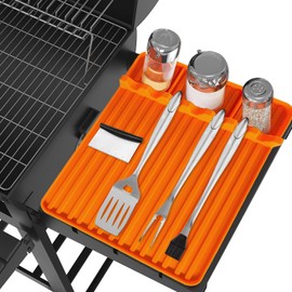 Silicone Griddle Tools Mat,Large Silicone Spatula Mat with Drip Pad,Grill Mats for Outdoor Grill,Blackstone Griddle Accessories for Kitchen,Cooking and Countertops(Orange)