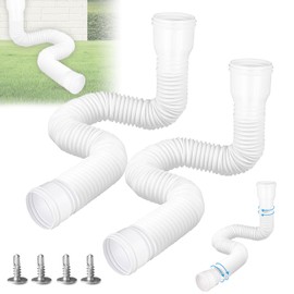 Gutter Flexible Downpipe Extension, Rain Gutter Outlet, Round Extension for Downpipe 80/100 mm, Gutter Extension Downpipe Extension from 47 to 150 cm for Lawn/Eaves (White, Pack of 2)