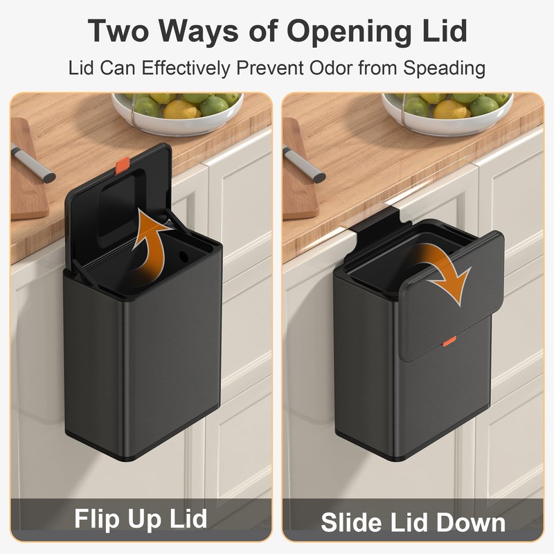 Mbillion Kitchen Compost Bin Hanging Trash Can with Lid 2.1