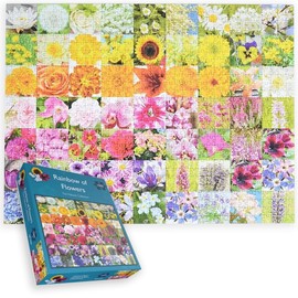1000 Pieces Flower Puzzle - Colourful Flower Collage with Lilies, Iris & Sunflowers - Blooming Beautiful Puzzle for Adults and Teenagers