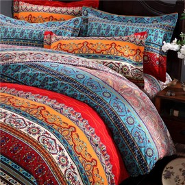 Bohemian Duvet Cover Twin, Luxury Microfiber Boho Bedding Set Twin, 3 Pieces Bohemian Twin Duvet Cover, 1 Duvet Cover and 2 Pillowcases with Zipper Closure, Breathable Easy Care (Bohemian, Twin)