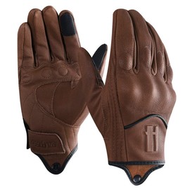 Harssidanzar Motorbike Gloves, Mens Leather Motorcycle Gloves Touchscreen Riding Racing Motorcoss Glove GM028UKK, Saddle(upgrade), Size L