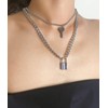 Tanyoyo Lock Key Pendant Necklace Statement Long Chain Punk Multilayer