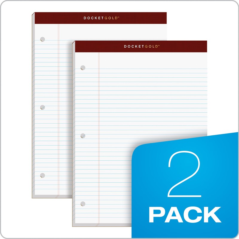 TOPS Docket Gold Writing Pads, 8-1/2" x 11-3/4", Narrow Rule,