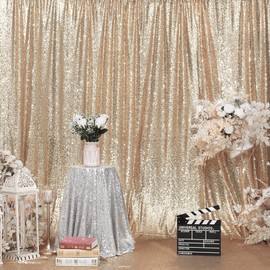 Eternal Beauty 152x213cm Light Gold Shinny Sequin Photography Backdrop Party Prom Wedding Youtobe Banquet Photo Background (5x7 feet)