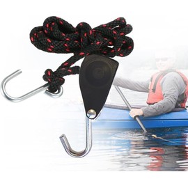 Kayak Tie Down Straps with Bonnet/Boot Anchors, Black and Red Rope, Ratchet Mechanism, 2-Pack