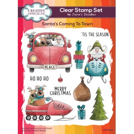 Creative Expressions CEC1034 Jane's Doodles Stamp Set - Santa's Coming to Town, Colourless, 6 in x 8 in