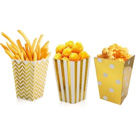 Popcorn Boxes 36 PCS Gold Popcorn Cups Popcorn Holder Popcorn Bowls Cardboard Small Snack Candy Containers for Kid Wedding Birthday Party Decoration