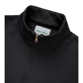 Future Planet Mens Globe Premium 1/4 Zip Fleece Lined Soft Cotton Pullover Sweatshirt Loose Fit (US, Alpha, Large, Regular, Regular, Jet Black)
