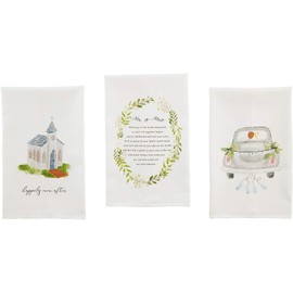 Wedding Flour Sack Kitchen Towels Gift Mr. and Mrs Gift Set of 3 by Mud Pie Bridal