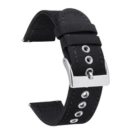 BINLUN Canvas Watch Bands Quick Release Sail Cloth Watch Straps Replacement 18mm 20mm 22mm 24mm Cotton Fabric Watchband for Men and Women with Silver/Black Buckle