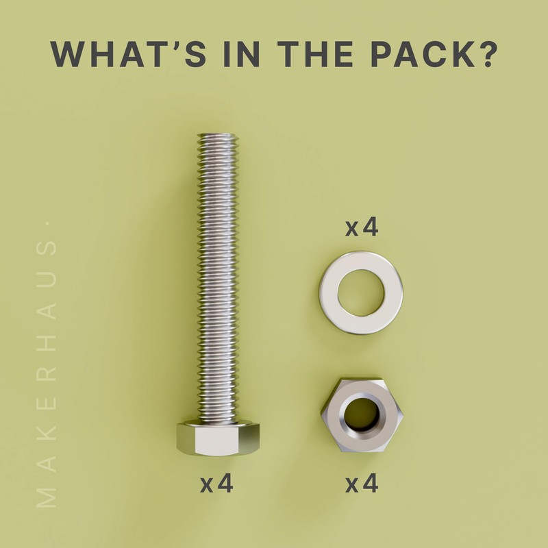 M6x40 Hex Bolt Set (4 Pack) Nut & Washer –