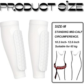 Soccer Shin Guards Shin Pads for Kids Youth Adult, Calf Compression Sleeve with Honeycomb Pads, Lightweight Calf Protective Soccer Gear for Football Baseball Boxing (White, Medium)