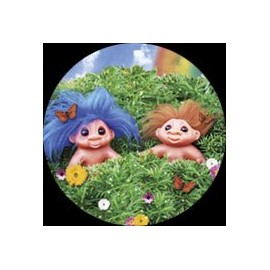 Hot Properties Trolls Two Trolls in Grass Button TB1864