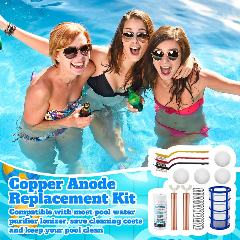 Qualirey 8 Pcs Copper Anode Replacement Kit, Solar Pool Replacement
