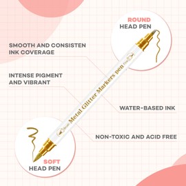 SEOVO Metallic Markers Pens, Dual Tip Metallic Pens for Rock Painting,Tattoo painting, Ceramic, Card Making, Scrapbooking Crafts, DIY Crafts