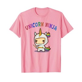 Funny UNICORN NINJA Birthday Girl Team Princess Pre-K Pink T-Shirt