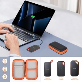 STUKCAZE External Hard Drive Case for Sandisk Portable Carrying Case Hard EVA SSD 1TB 2TB 4TB 5TB Hard Drives Case (sandisk-Orange)
