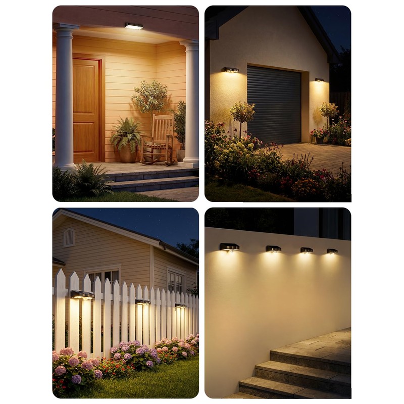 nibuuecer Solar Fence Lights Outdoor with Motion Sensor, 2 Pack
