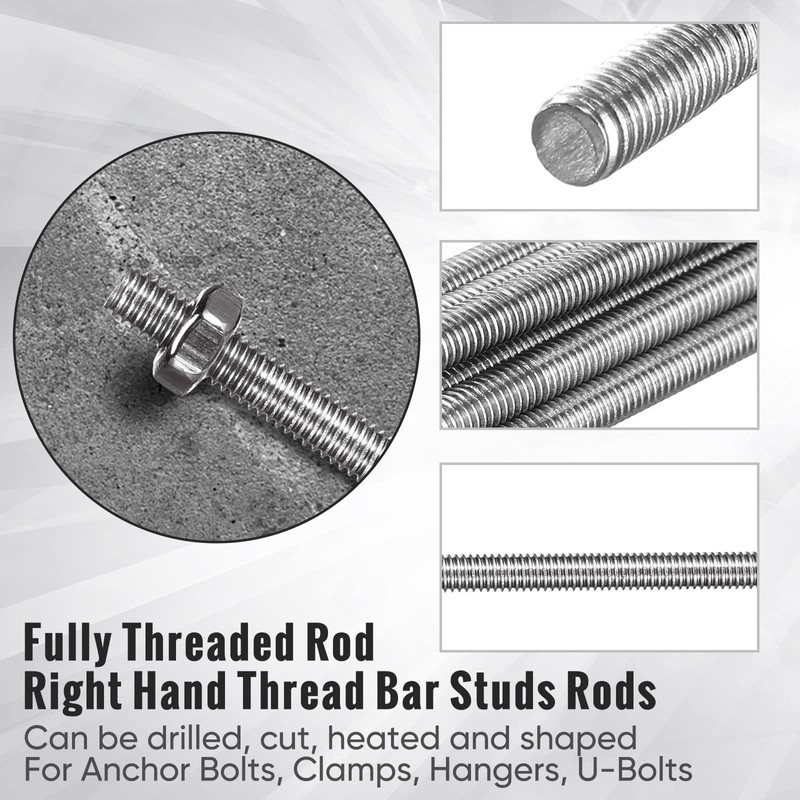 LEIFIDE 8/32 Inch 4mm Threaded Rod with Hex Nuts 4mm
