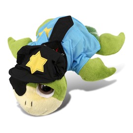 DolliBu Pirate Turtle Police Officer Plush Toy - Super Soft Turtle Cop Stuffed Animal Dress Up with Cute Cop Uniform and Cap Outfit - Gift with Personalization - 10.5 Inch