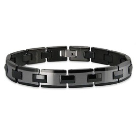 Metal Collections Black Tungsten Carbide Men's Link Bracelet 6"