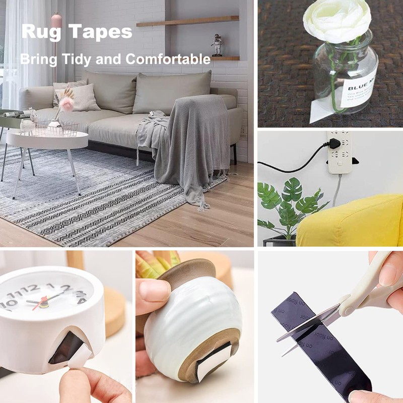 Rug Tape for Hardwood Floor 12 Pcs Carpet Tape Anti