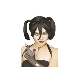 Gothic Teen Wig, Wig, Black Women Semi-Long Twin Tail