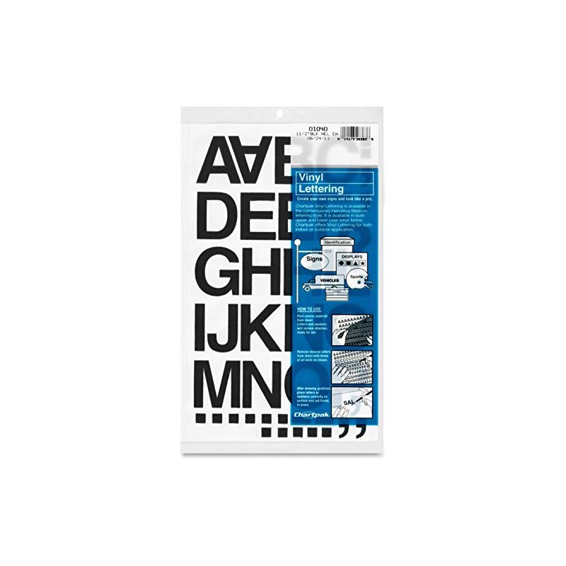 Chartpak Self-Adhesive Vinyl (01040) Capital Letters and Numbers, 1-1/2 Inches