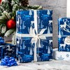 Flyhill Reversible Blue Christmas Wrapping Paper Roll- 17 Inch X