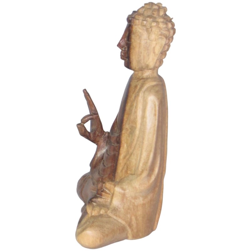 Brave Wings Hand Carved Wooden Decoration ~ Meditating Man 10.5cm