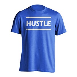 Victory Ink Men's Hustle Workout T-Shirt Athletic Sports Motivation Graphic Tee (XL, Royal Blue)