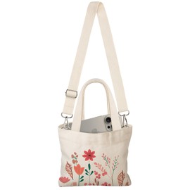Miss Adola Cute Mini Canvas Tote Bag for kids - Aesthetic Bags Size 8''× 6'' with Magnetic Buckle for Women Girls Cloth Cotton Tote Bag Can Carry by Hand or Crossbody for Keys, Phone, Wild Flower