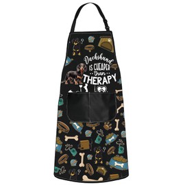 JNIAP Dachshund Apron With Pockets Dachshund Mom Gifts Dachshund Is Cheaper Than Therapy Dachshund Kitchen Apron, Dachshund Apron, Large