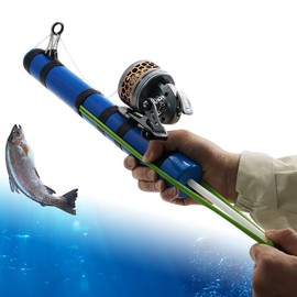 SUFFUSE Fishing Rod, Portable Catapult Lure Fishing Tools, Saltwater and Freshwater Great Gear for Traveling (Fishing Rod + Reel) (Package 1)