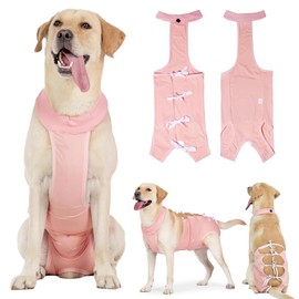 Meeyoga Traje de Recuperación para Perros - Transpirable Traje de Quirúrgica con Dobladillos y con una Correa elástica,Elástico, Prevención de Lamidas y Arañazos,S-XL (Rosa, M)