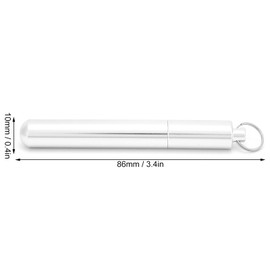 Pocket Toothpick Holder Reusable Aluminium Alloy Toothpick 8-10 Toothpicks Box with Key Ring, 3.4 x 0.4 Inch Emergency
