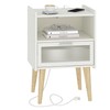 MMEOLUOOK Nightstand with Charging Station, Bedside Tables, End Table Side