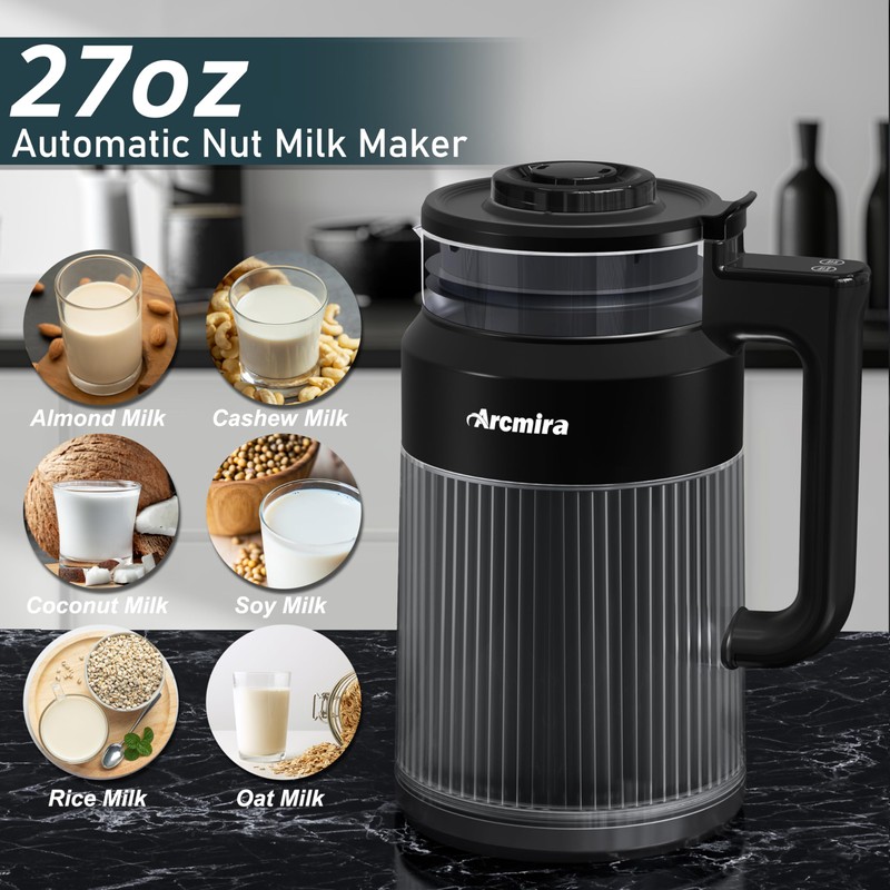 6-in-1 Nut Milk Maker, 8 Blade 27oz Homemade Almond, Soy,