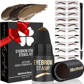 iMethod Eyebrow Stamp and Stencil Kit, Eyebrow Stamp and Shaping Kit for Perfect Brow, 27 Eyebrow Stamp Stencils Kit, Durable, Waterproof, Easy to Use, Reddish Brown