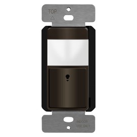 TOPGREENER PIR Motion Sensor Switch, Ambient Light Level Detector, No Neutral Required, 150W LED/CFL, 1/6 HP, Occupancy Vacancy Modes, Ground Wire Required, Single Pole, TDOS5-JM, Brown